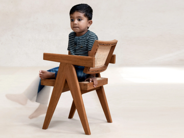 OFFICE CHAIR V LEG - CHILDREN'S EDITION - Chair in teak and natural cane with armrests by Phantom Hands - view 2